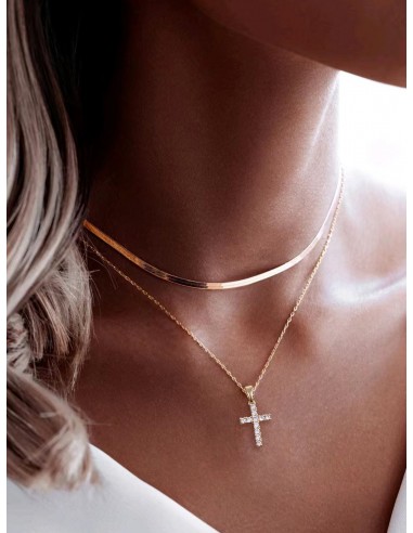 Collier Croix Double Chaîne les ligaments