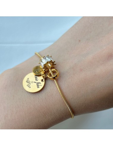 GVibes : Bracelet coulissant, multi Charms avec un médaillon gravable en ligne des produits 