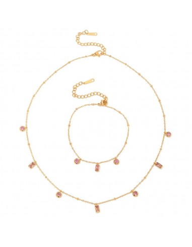 Rose : Collier fin sublimé avec des zircons rose Par le système avancé 