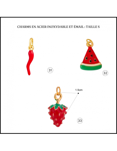 Charms design fruits brillant des détails fins