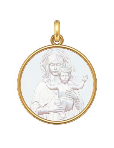 Médaille Vierge à l'Enfant bénissant une grave pollution 