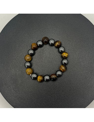 Bracelet Enfant en perles de couleur Oeil de tigre et Obsidienne livraison gratuite