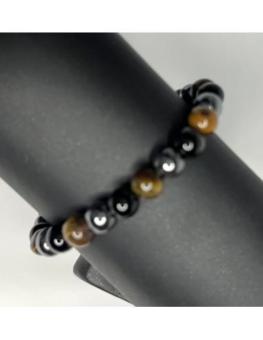 Bracelet Enfant en perles couleur oeil du tigre et onyx outlet