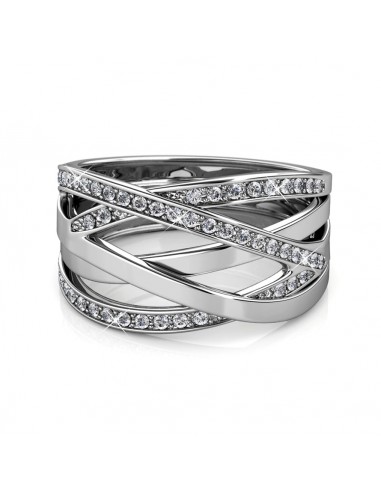 Bague Croisée multi-lignes brillantes et scintillantes (rhodium) Voir les baskets