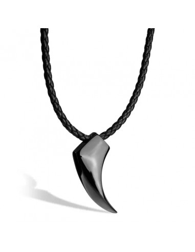 Collier en cuir Wolf Noir pas cheres