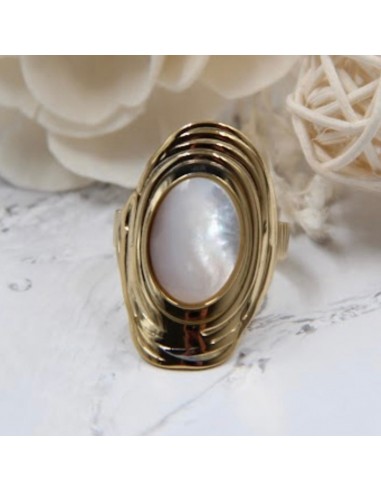 Bague Nacre Blanche (réf B21) brillant des détails fins