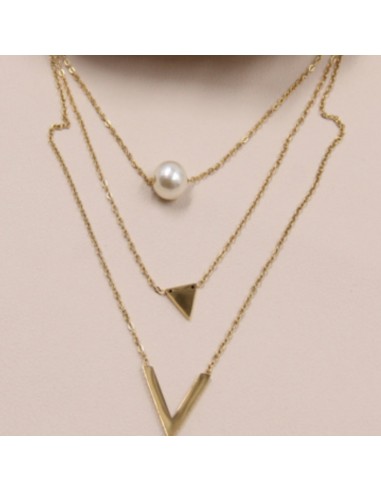 Collier Femme 3 rangs Triangle- Perle Les magasins à Paris